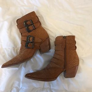 Matisse Leather Snake Print Booties